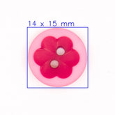 Vrolijke Roze Knoop met Rode Bloem - 14x15 mm Knopen KNP00081